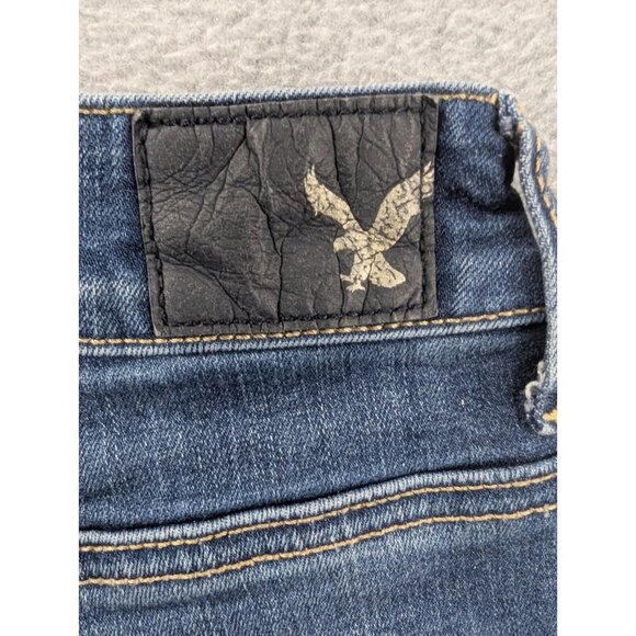 Amberican Eagle Denim Shorts Womens Size 4 Blue Cut Off Distressed Zipper Slits - Picture 12 of 16